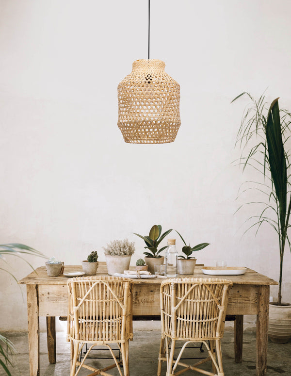 Suspension MIA beige, rotin, H 215 cm