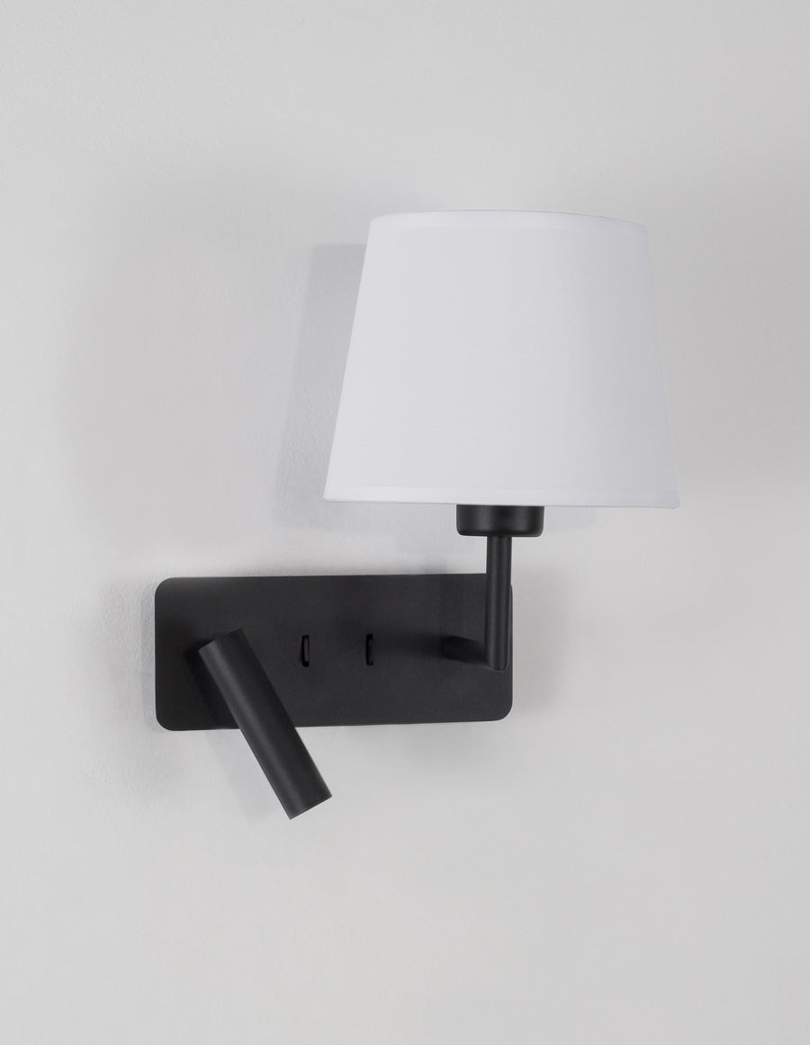 Applique murale Savona 2 lumières noire, tissu