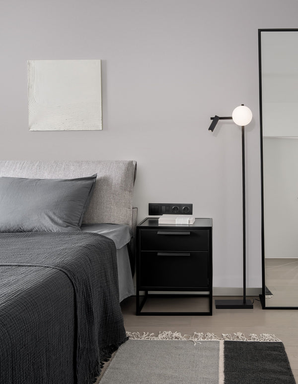 Lampadaire Joline noir, verre