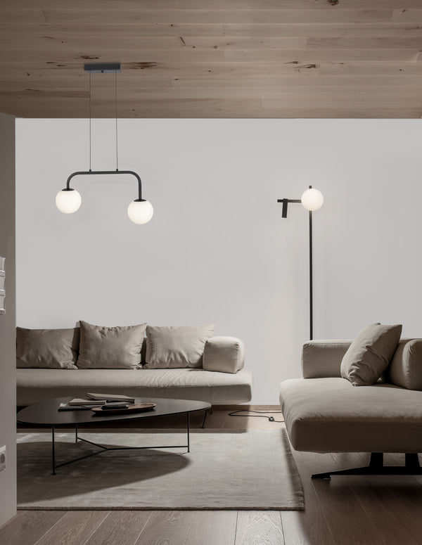Suspension Joline noire, verre, H 115 cm