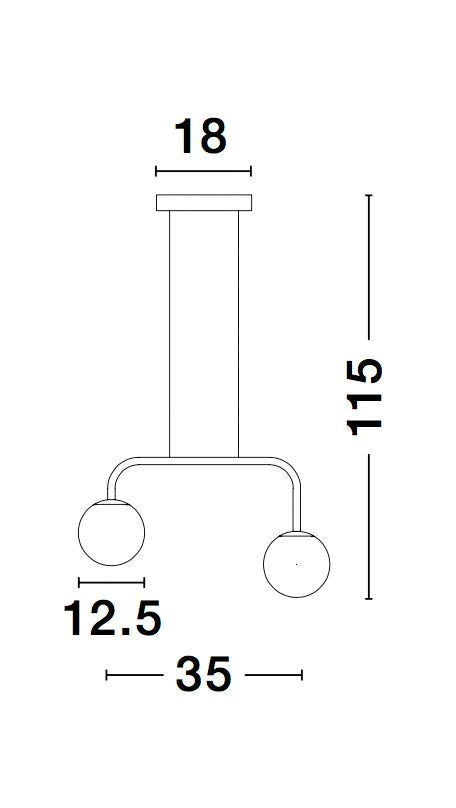 Suspension Joline noire, verre, H 115 cm