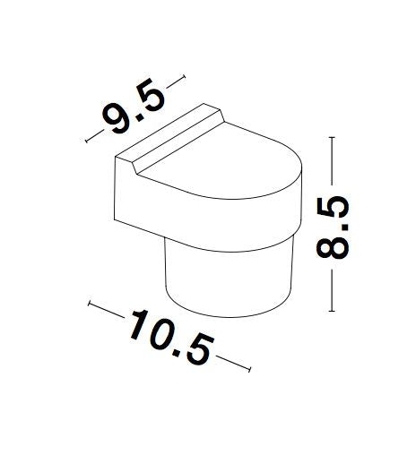 Schéma coté du luminaire avec dimensions 9,5, 10,5 et 8,5 cm