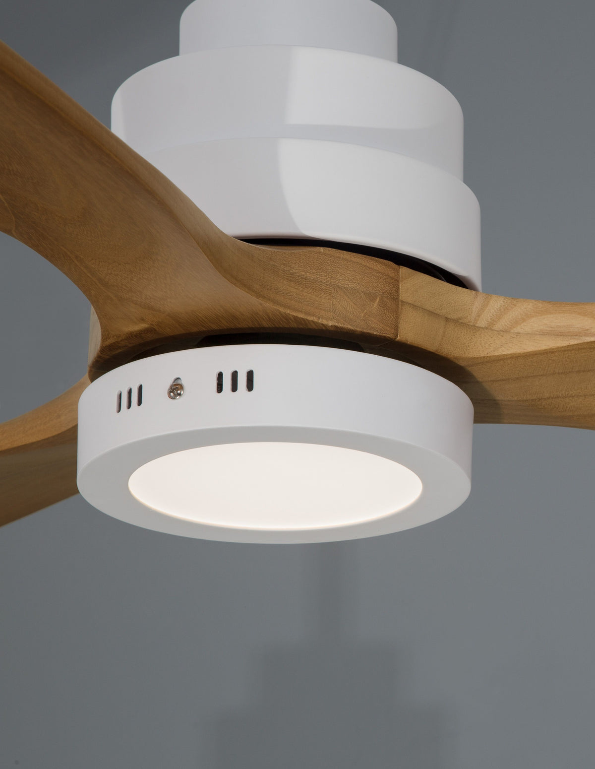 Ventilateur de plafond lumineux Nature blanc, verre