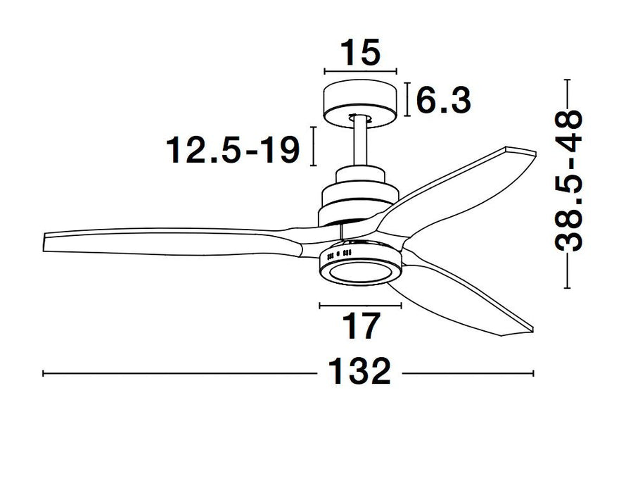 Ventilateur de plafond lumineux Nature blanc, verre