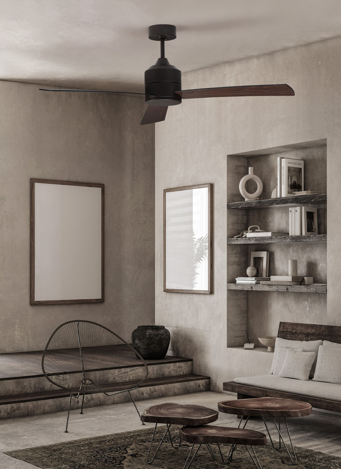 Ventilateur de plafond lumineux Axel noir, bois