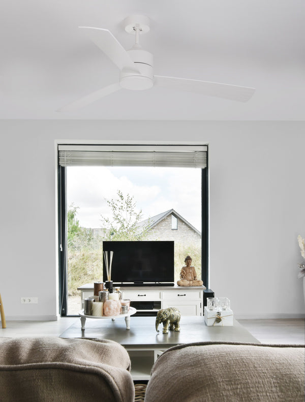 Ventilateur de plafond lumineux Axel blanc, bois