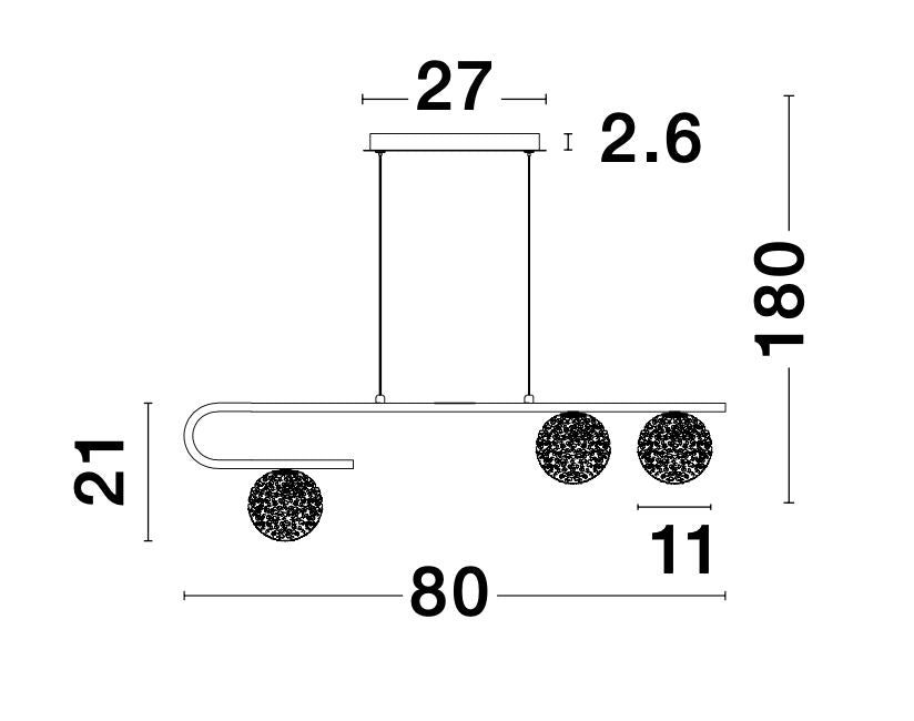 Suspension Mirano 3 lumières dorée, verre (9960272)