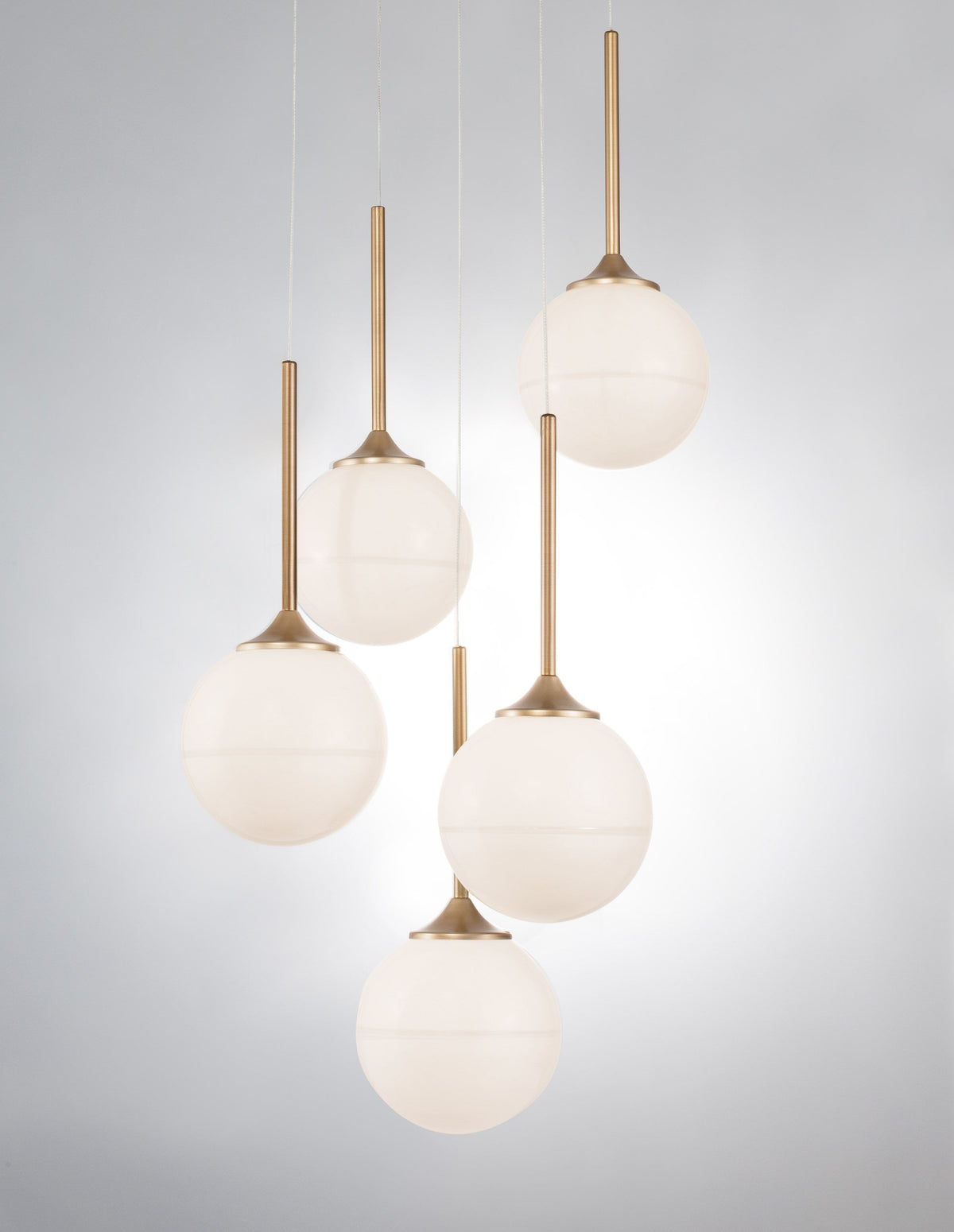 Suspension Cantona 5 lumières dorée, verre (9960614)