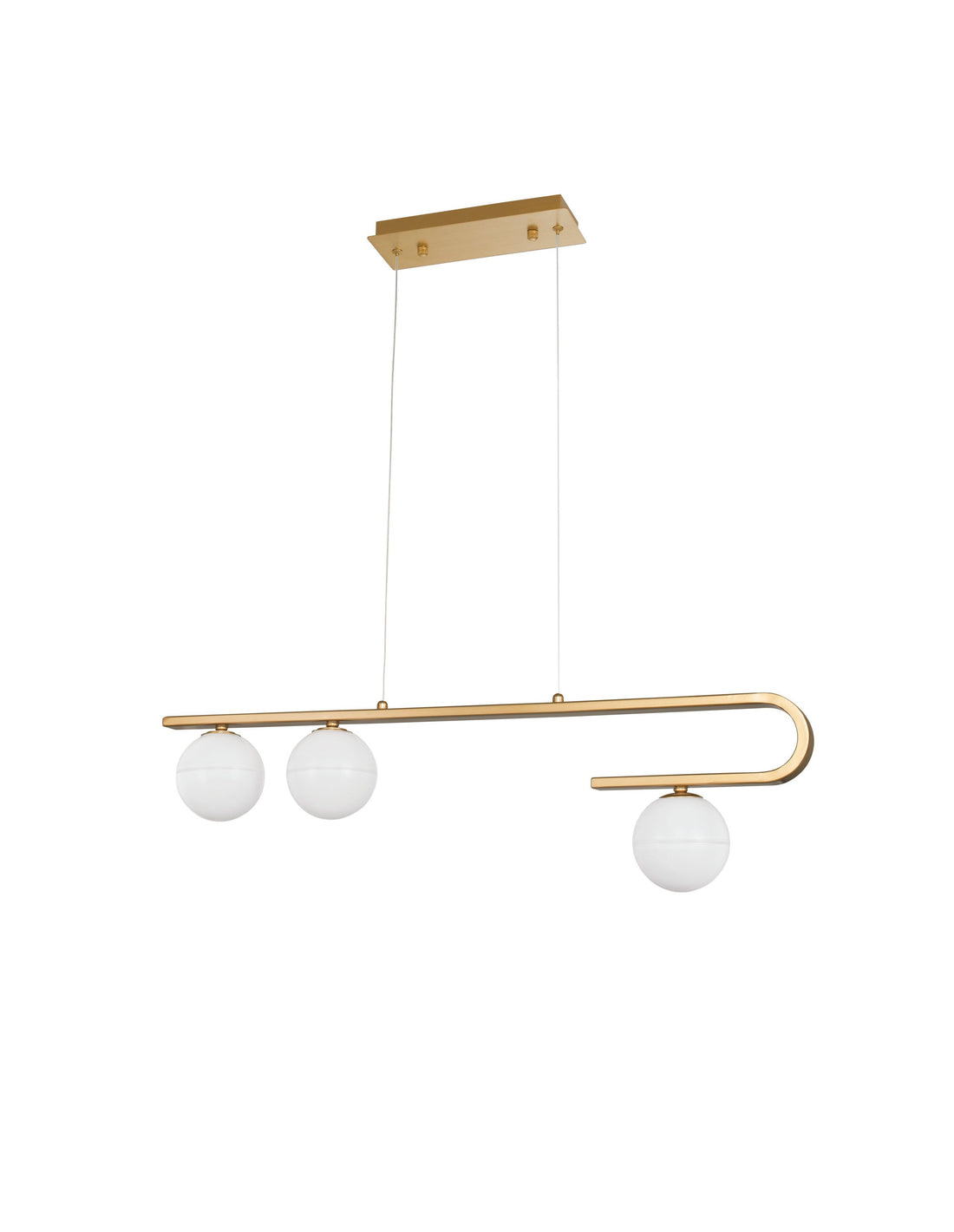 Suspension Cantona 3 lumières dorée, verre (9960615)