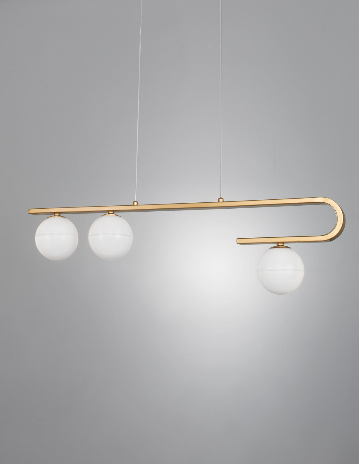 Suspension Cantona 3 lumières dorée, verre (9960615)