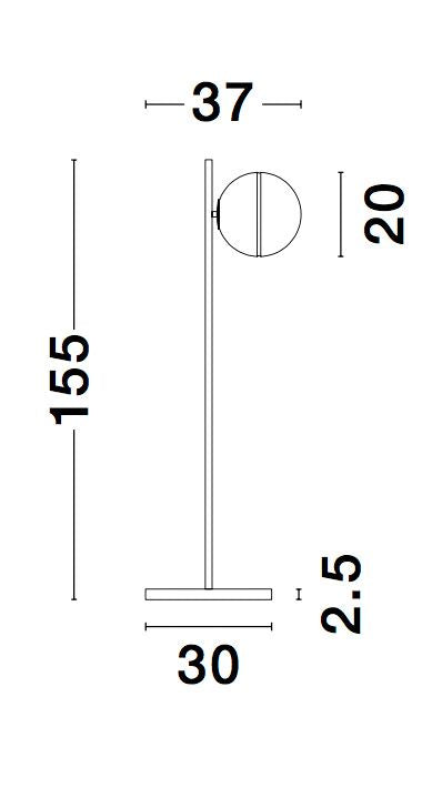 Lampadaire Cantona doré, verre