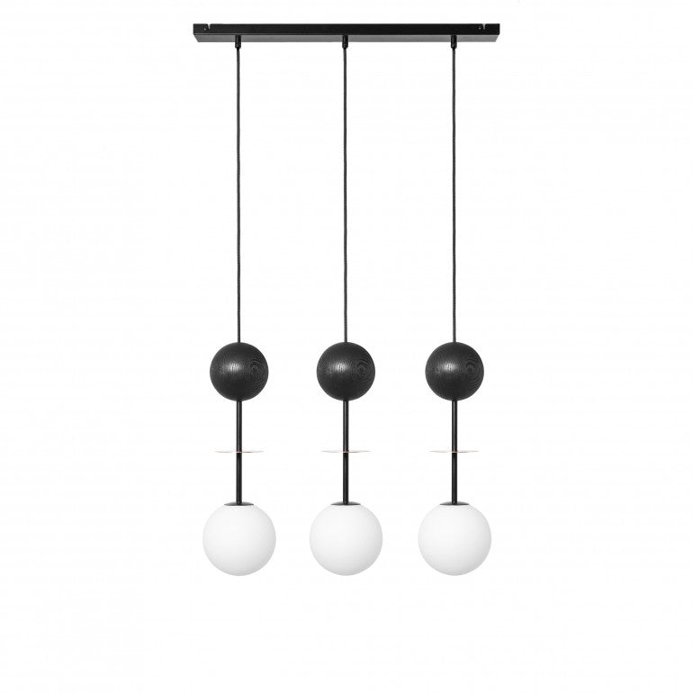 Suspension luminaire OIO A 3L Noir / doré, détail laiton