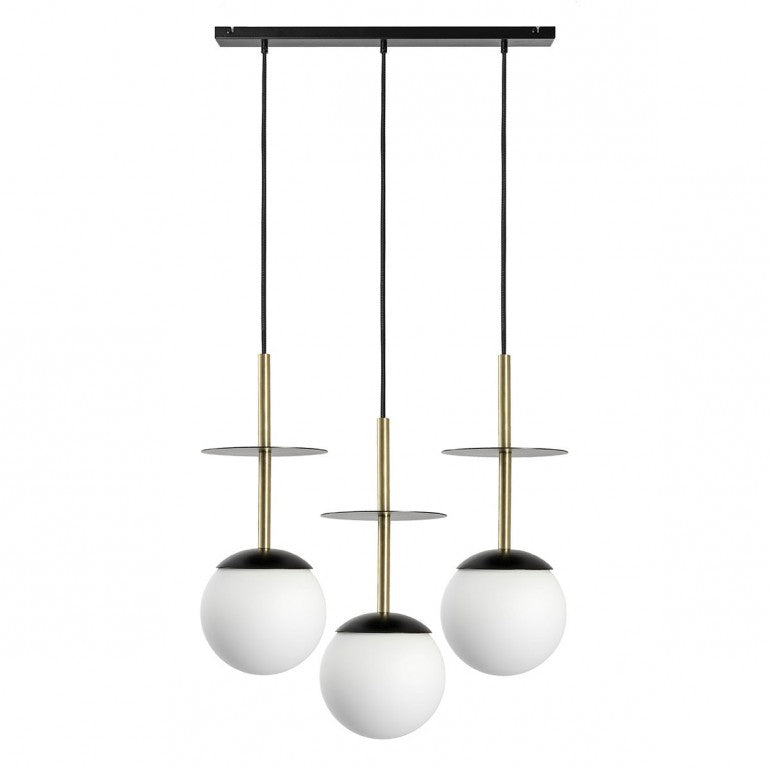 Suspension luminaire PLAAT A 3L Noir / doré