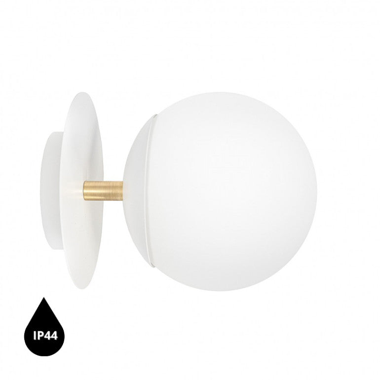 Applique murale PLAAT C IP44 Blanc / doré, détail laiton