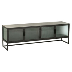 Placard Bas Long Métal Verre Noir