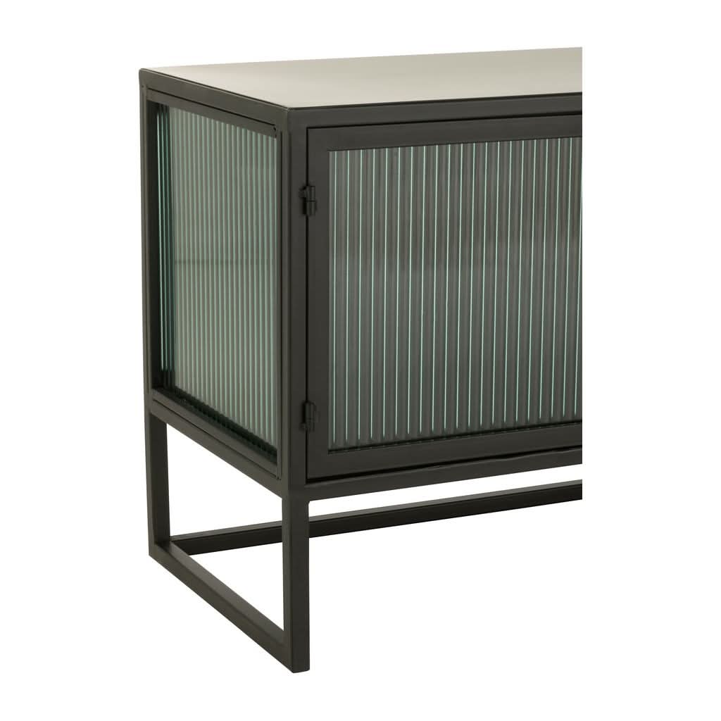 Placard Bas Long Métal Verre Noir - Designix