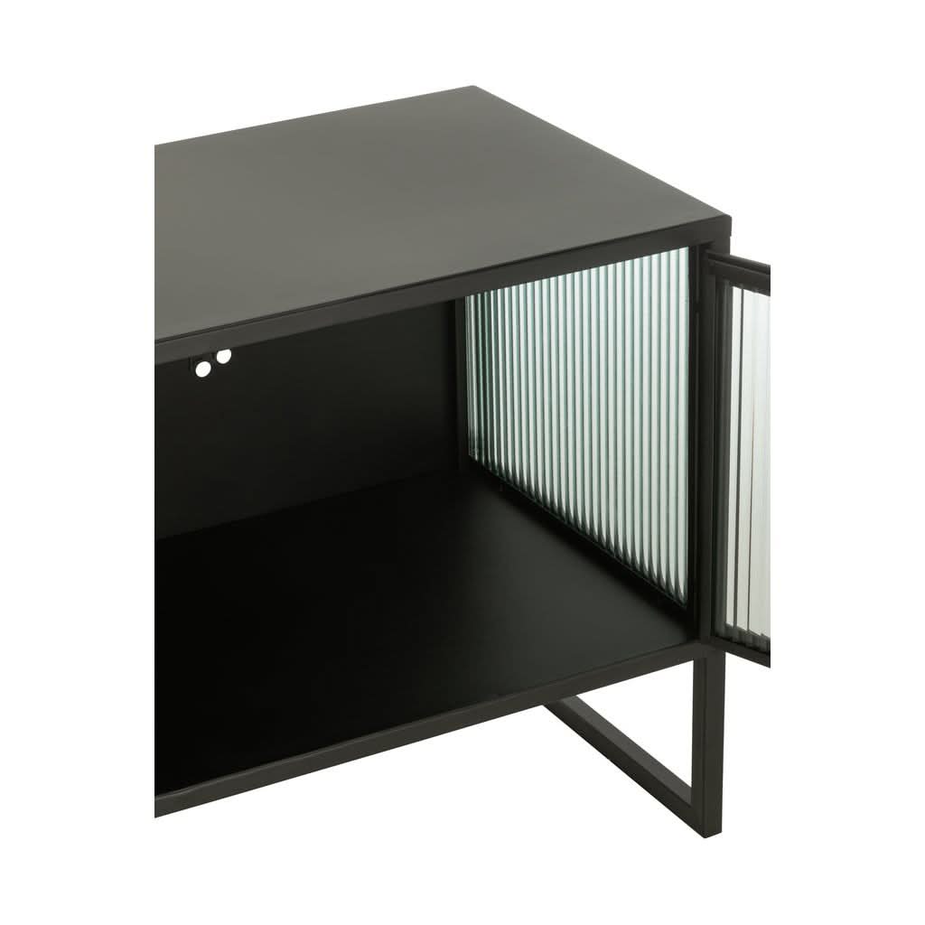 Placard Bas Long Métal Verre Noir - Designix