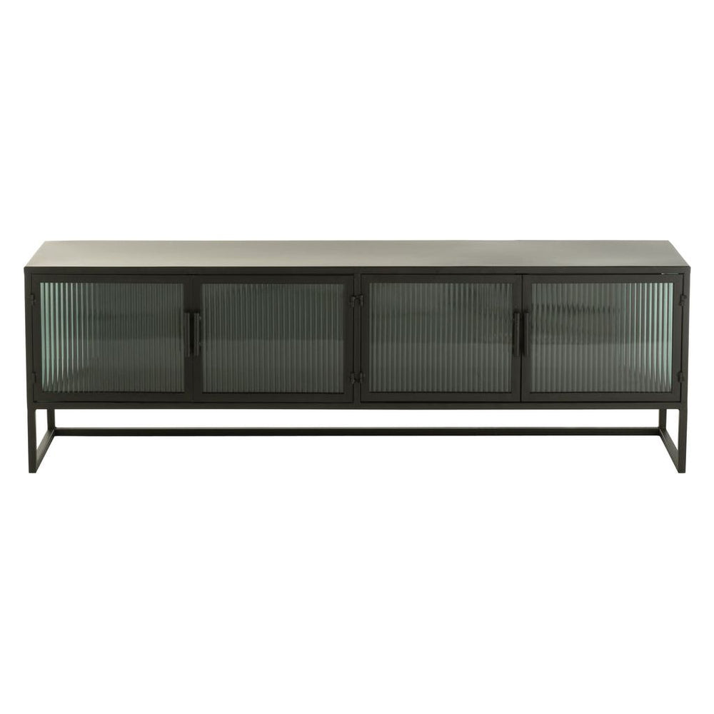 Placard Bas Long Métal Verre Noir - Designix