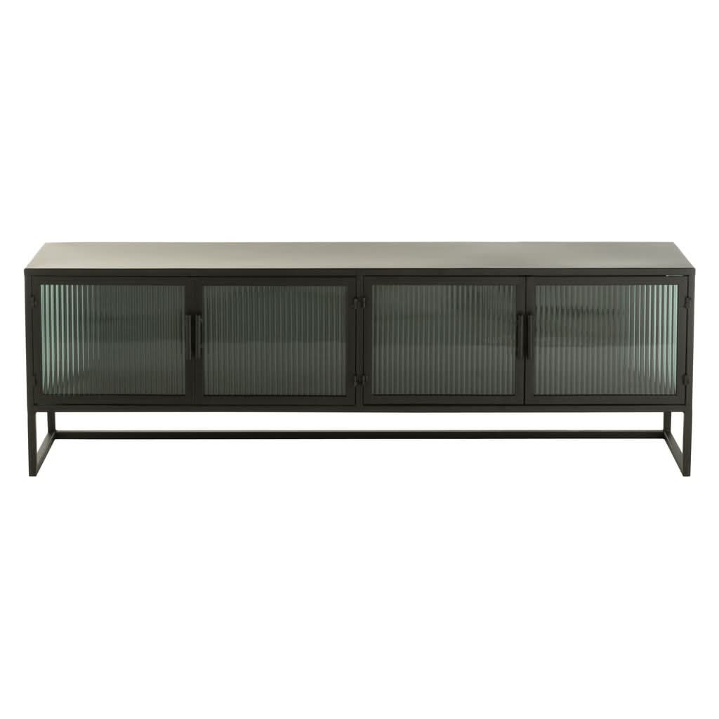 Placard Bas Long Métal Verre Noir - Designix