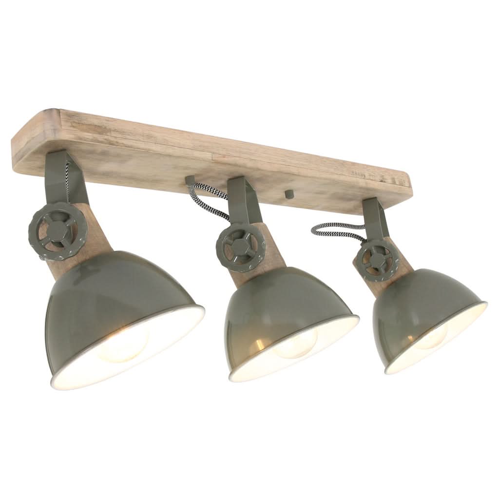 Plafonnier vert bois, 3 spots orientables industriels 51 cm | Gearwood