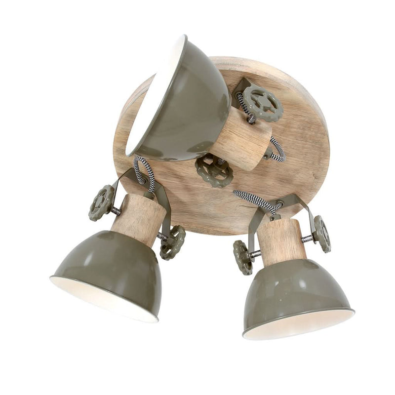 Plafonnier Bois Vert 3 Lumières