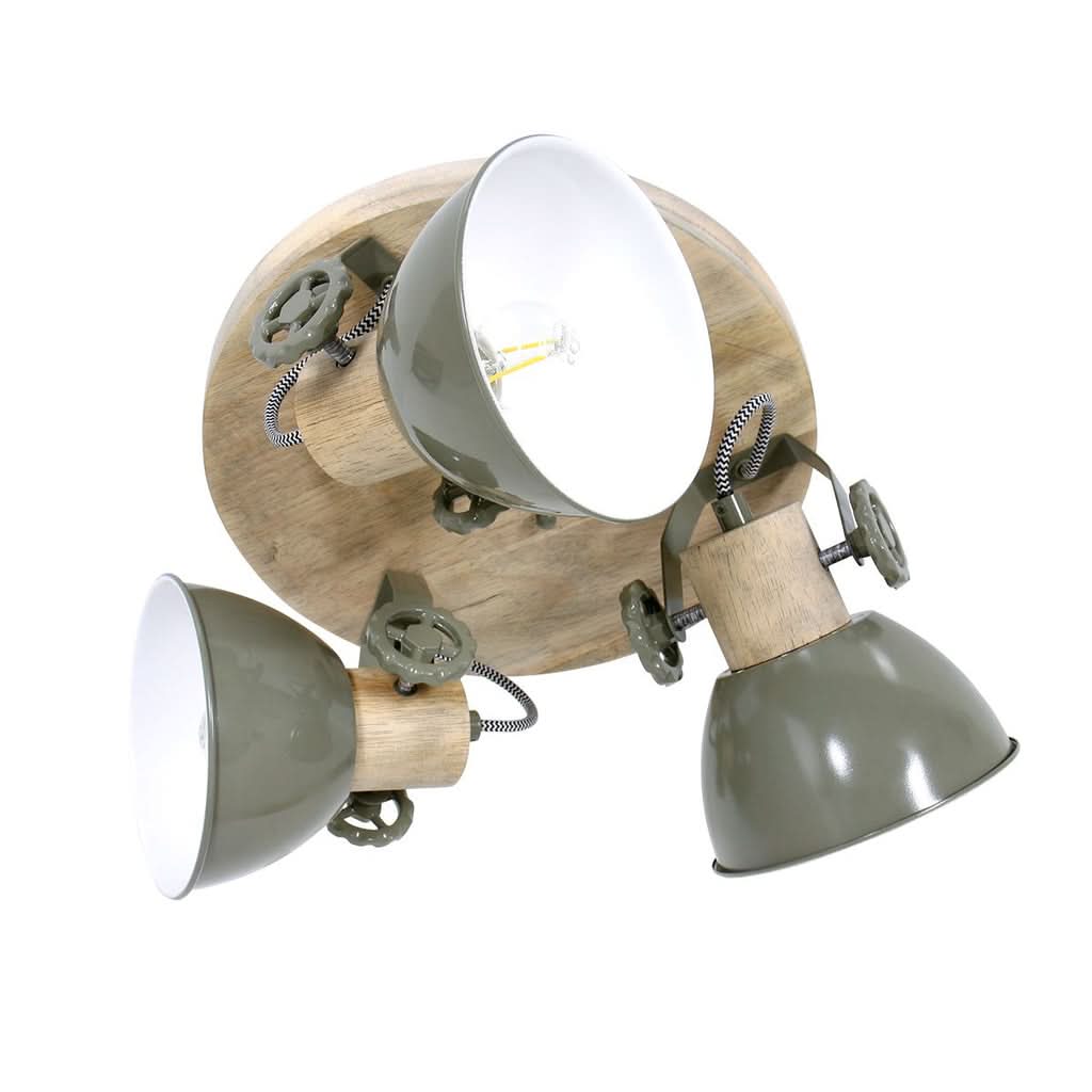 Plafonnier Bois Vert 3 Lumières