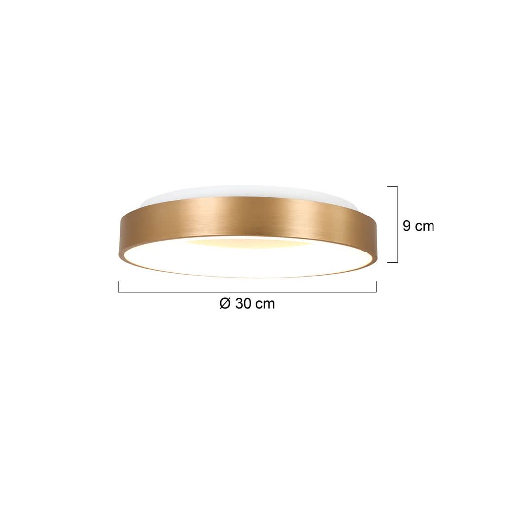 Plafonnier doré Ringlede plan de cotes Ø 30 cm hauteur 9 cm – Designix.fr