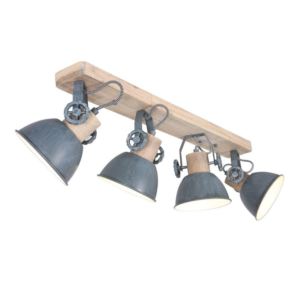 Plafonnier 4 Spots Bois Métal | Jara - Designix Plafonnier