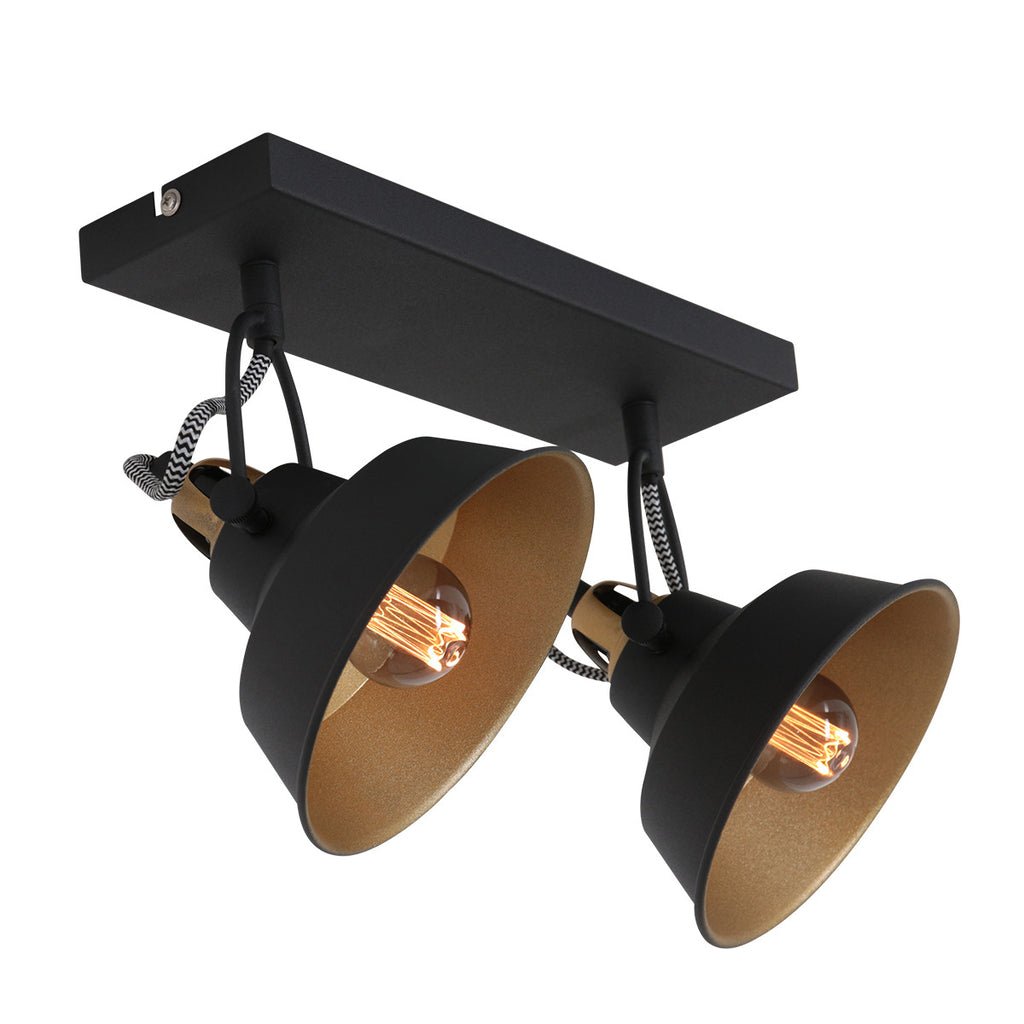 Plafonnier Contemporain Noir Doré | Zina - Designix Plafonnier