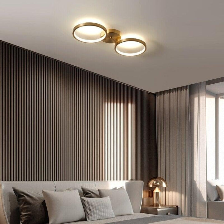 Plafonnier Cuivre | Celestia Lux - Designix Plafonnier 2 Lumières | 50 x 20cm