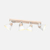 Plafonnier industriel 4 spots blanc, bois et métal orientable 90 cm | Gearwood