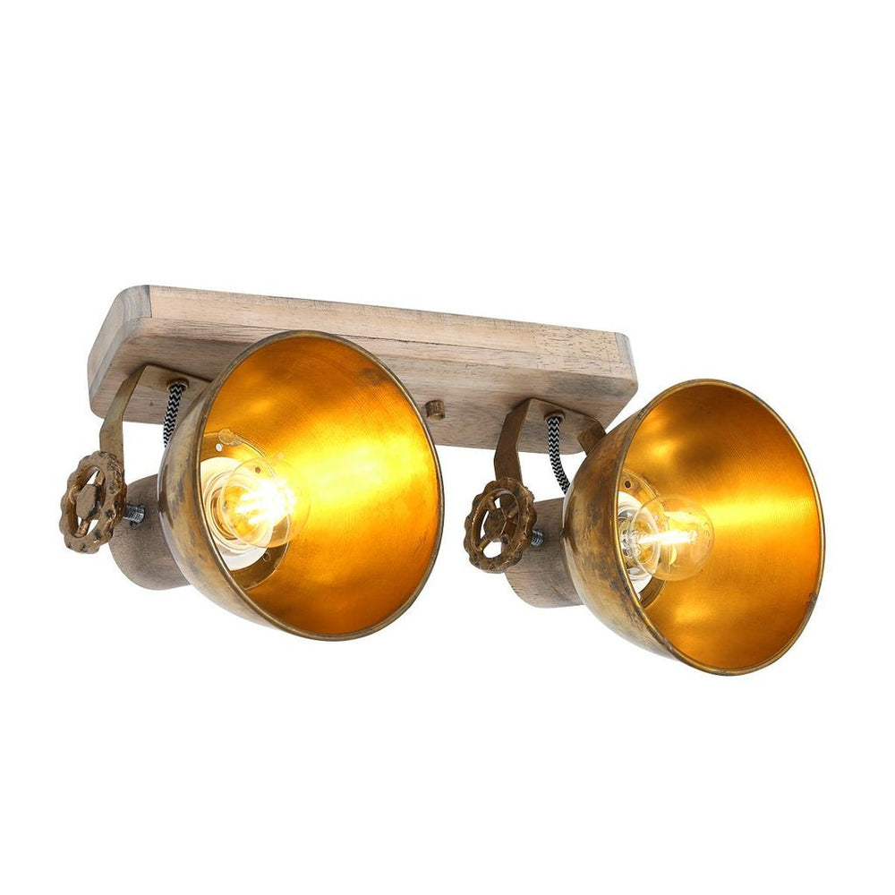Plafonnier Industriel Bronze Bois | Iora - Designix Plafonnier