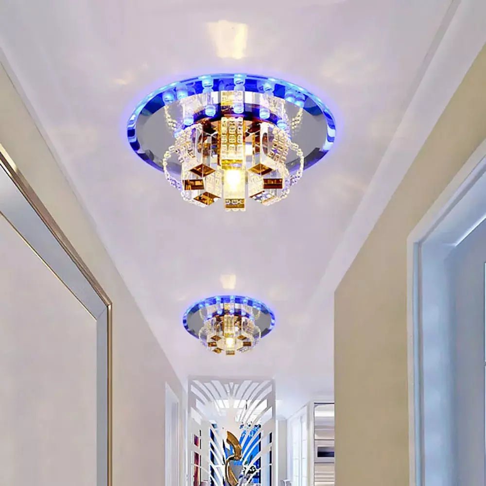 Plafonnier Lampe Pendentif Cristal Moderne | LuxeCristal - Designix Plafonnier Lumière Bleu