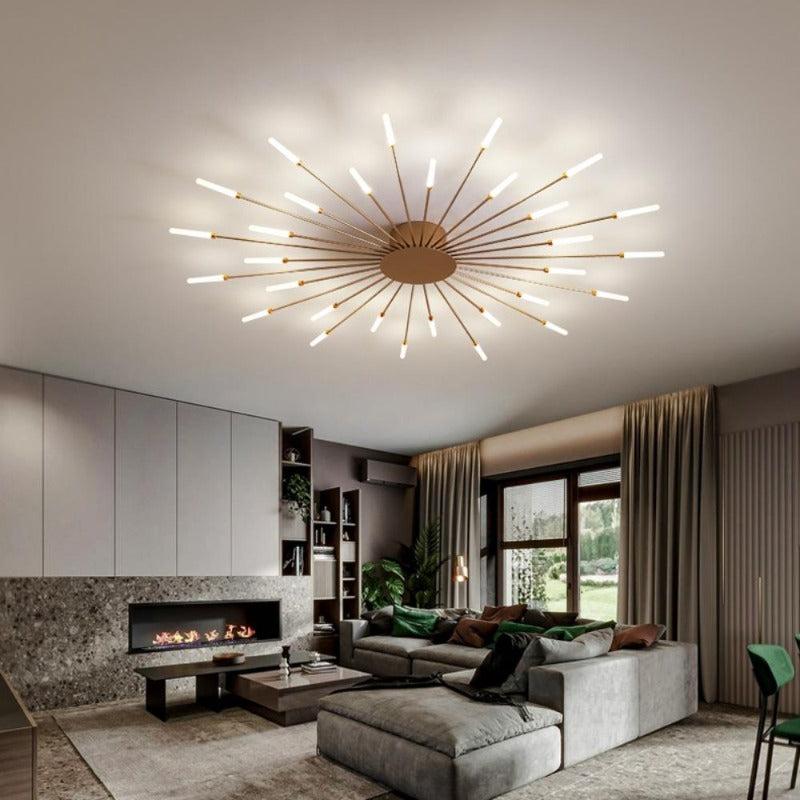 Plafonnier Salon Design | Mira - Designix Plafonnier Or 130 cm