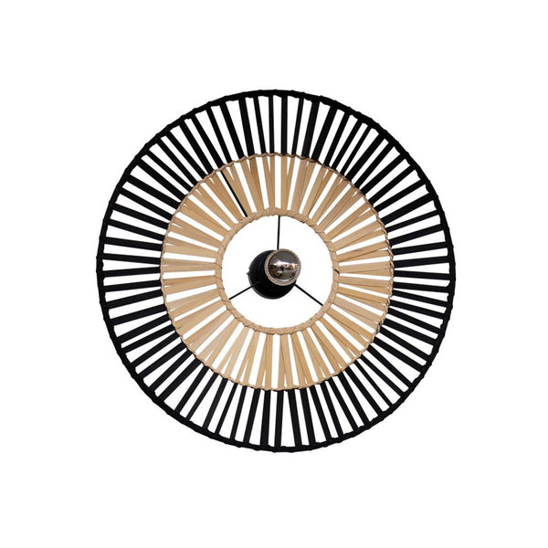 Plafonnier ZAMBELIS D600 E27 DESIGN Noir et Bambou Sans Source 19252