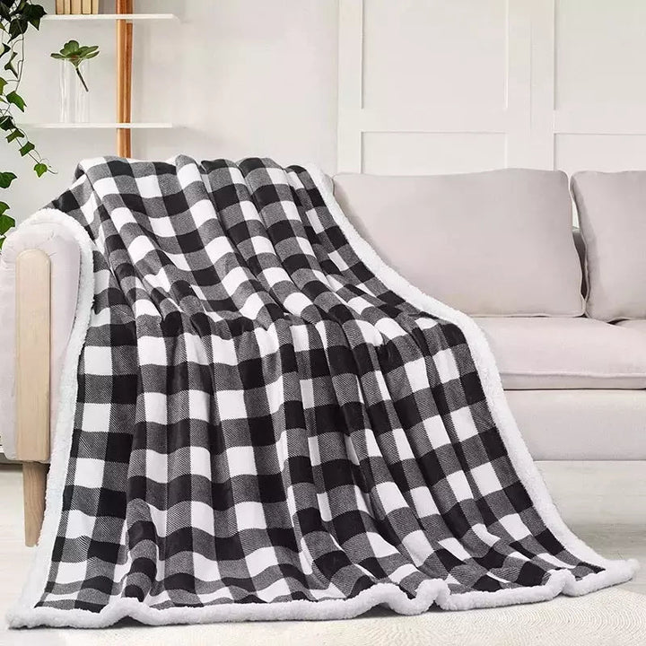 Plaid à Carreaux Écossais | Élégance et Confort - Designix Plaid Bleu & Blanc | Petit Carreau 130x150cm