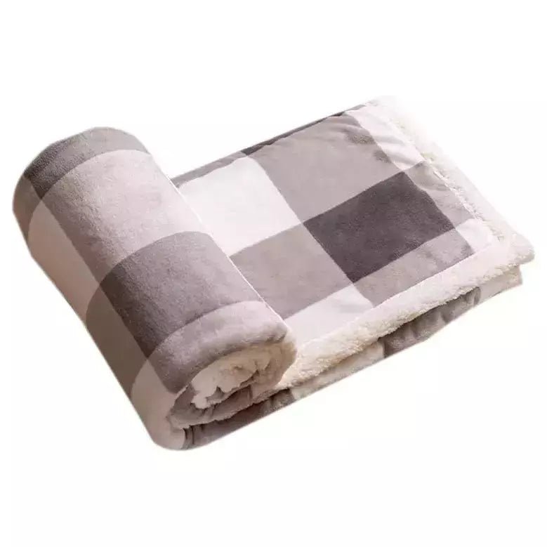 Plaid à Carreaux Écossais | Élégance et Confort - Designix Plaid Gris & Blanc | Grand Carreau 130x150cm