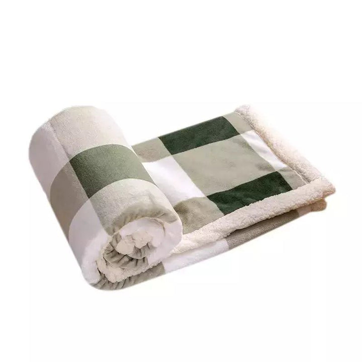 Plaid à Carreaux Écossais | Élégance et Confort - Designix Plaid Vert & Blanc | Grand Carreau 130x150cm