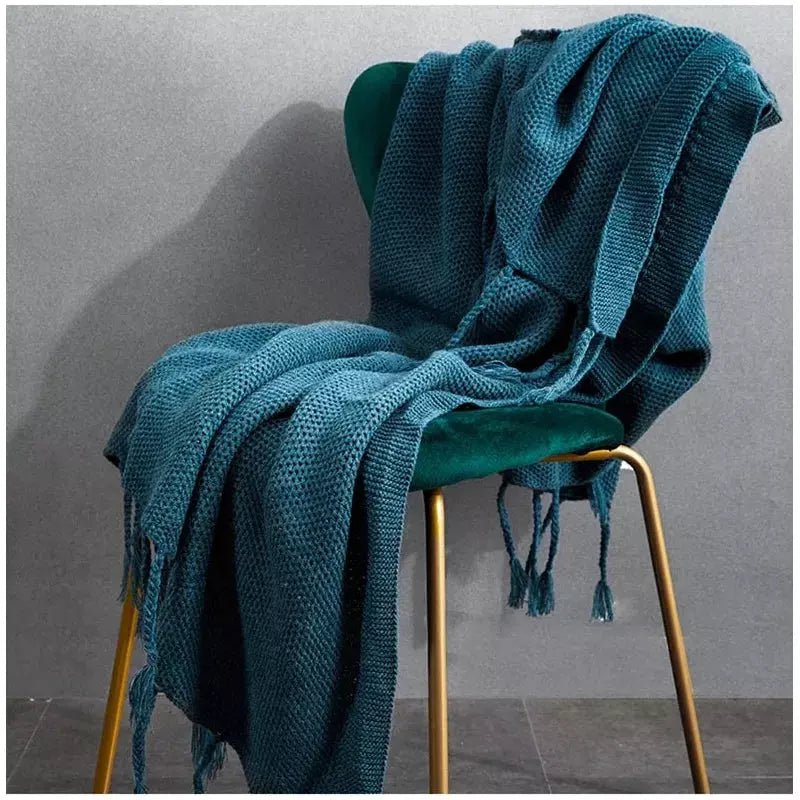 Plaid avec Pompon | Douceur d'Hiver - Designix Plaid Bleu 130x160cm
