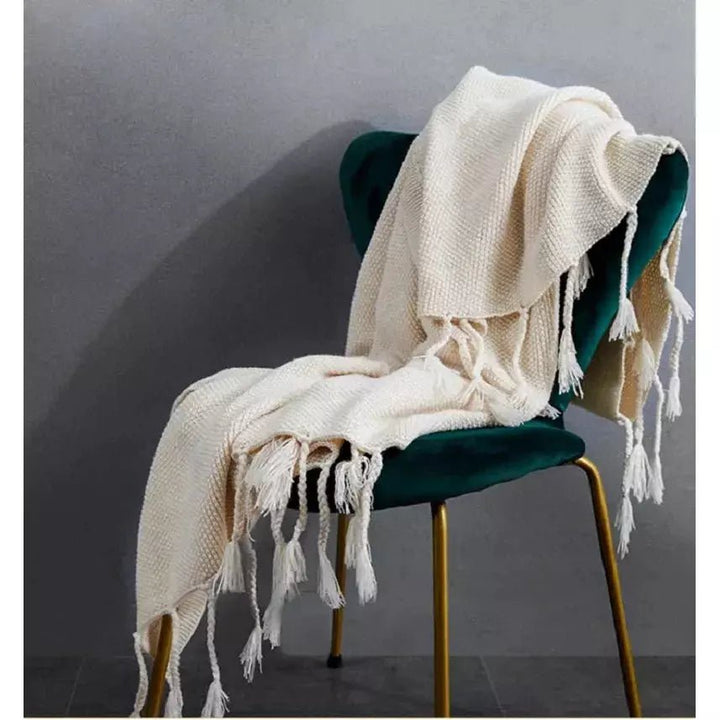 Plaid avec Pompon | Douceur d'Hiver - Designix Plaid Bleu 130x160cm