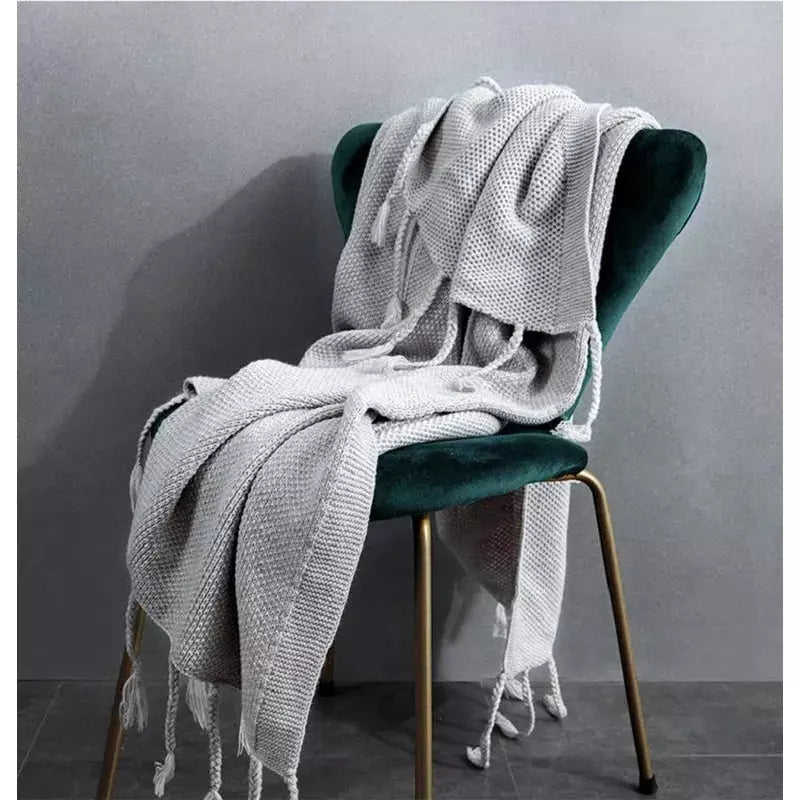Plaid avec Pompon | Douceur d'Hiver - Designix Plaid Bleu 130x160cm