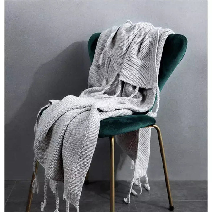 Plaid avec Pompon | Douceur d'Hiver - Designix Plaid Bleu 130x160cm