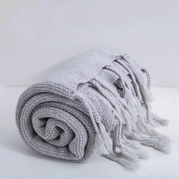 Plaid avec Pompon | Douceur d'Hiver - Designix Plaid Gris 130x160cm