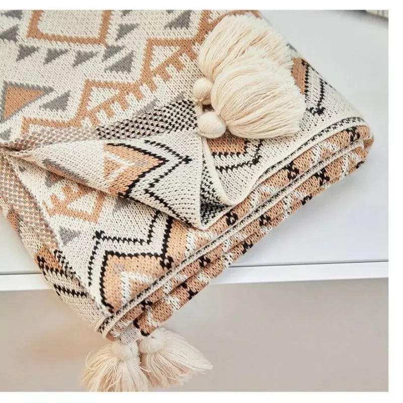 Plaid Bohème Chic | Éclat Tribal - Designix Plaid Blanc 130x170cm