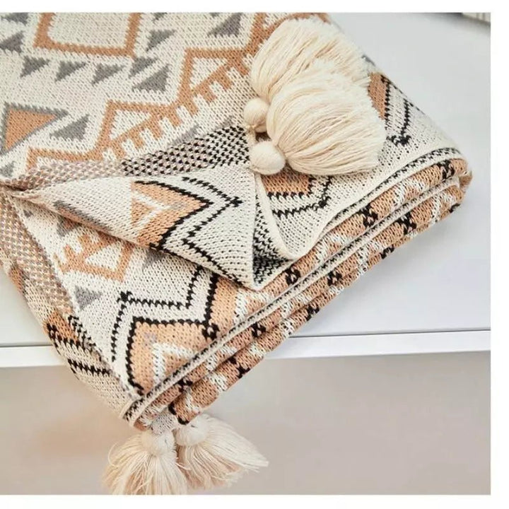Plaid Bohème Chic | Éclat Tribal - Designix Plaid Blanc 130x170cm