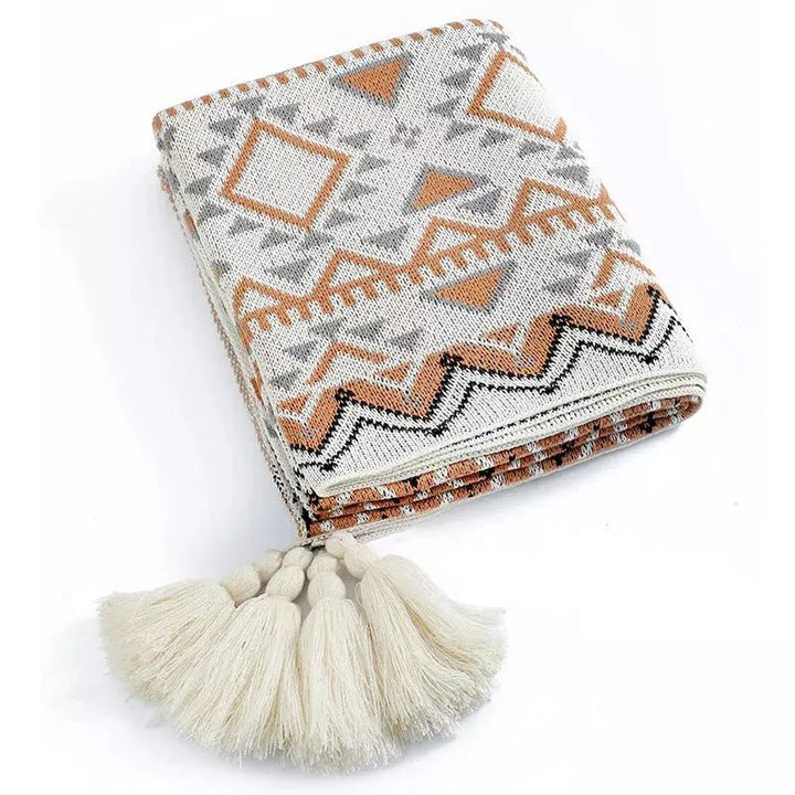 Plaid Bohème Chic | Éclat Tribal - Designix Plaid Blanc 130x170cm
