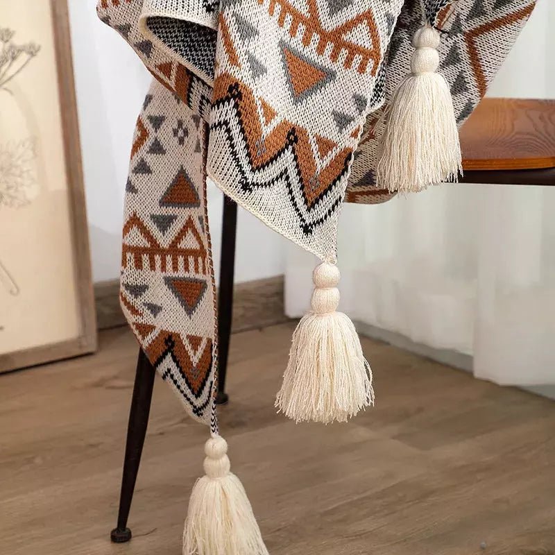Plaid Bohème Chic | Éclat Tribal - Designix Plaid Blanc 130x170cm
