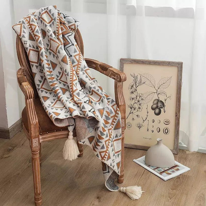 Plaid Bohème Chic | Éclat Tribal - Designix Plaid Blanc 130x170cm