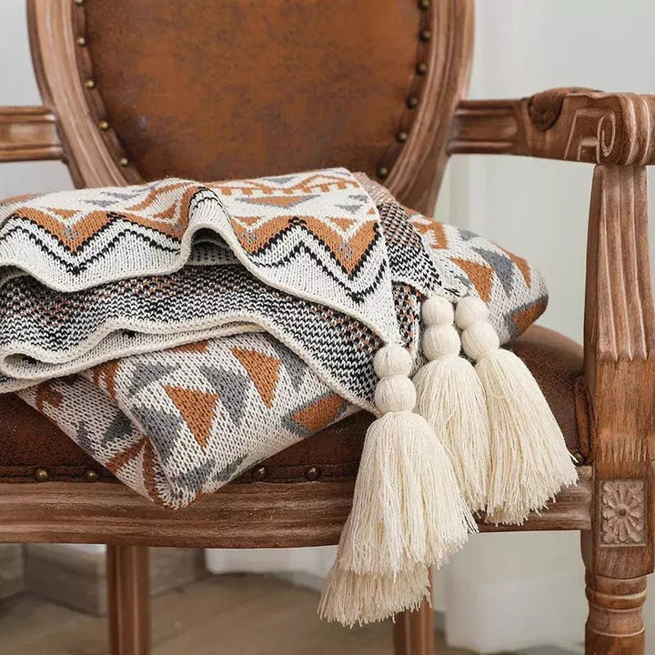 Plaid Bohème Chic | Éclat Tribal - Designix Plaid Blanc 130x170cm