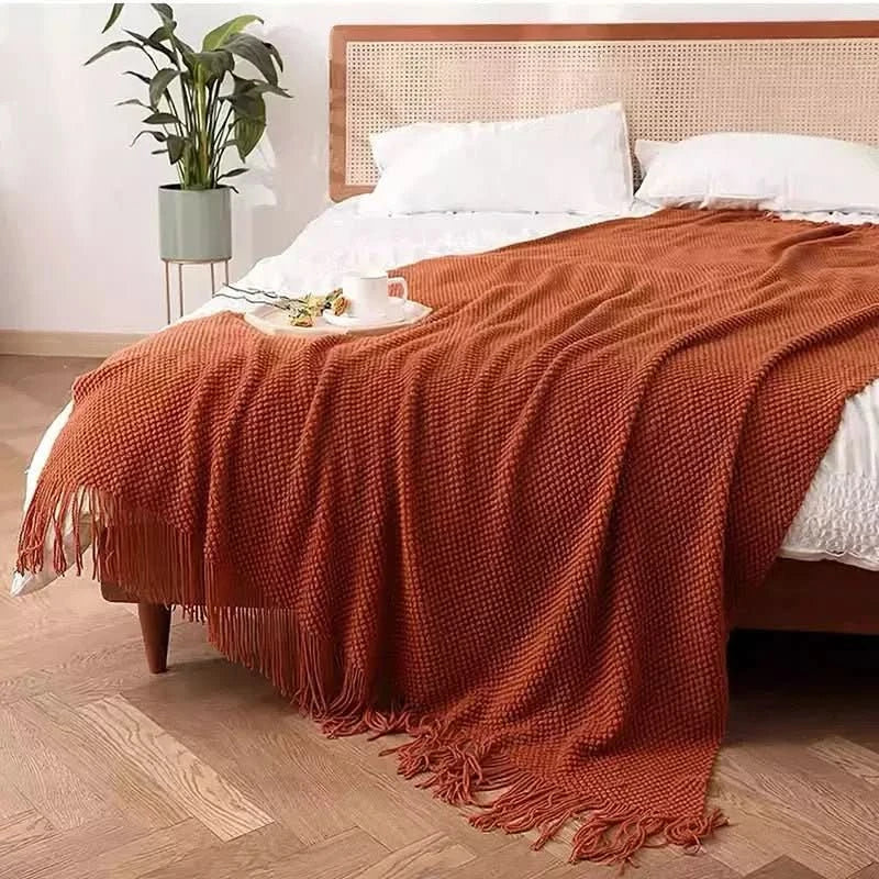 Plaid Jeté de Canapé | Cocooning Caramel - Designix Plaid Brique 127x172cm